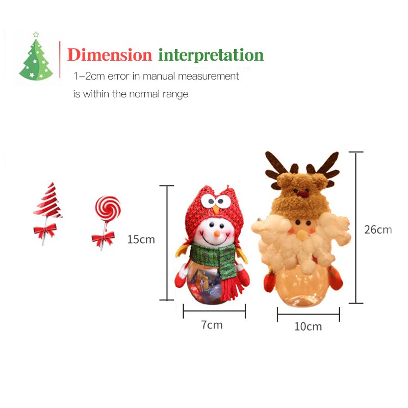 Ornaments Christmas Candy Jar Storage Bottle Santa Snowman Doll Decor Sweety Bottle Xmas Home Decoration Small Big Jar Kids