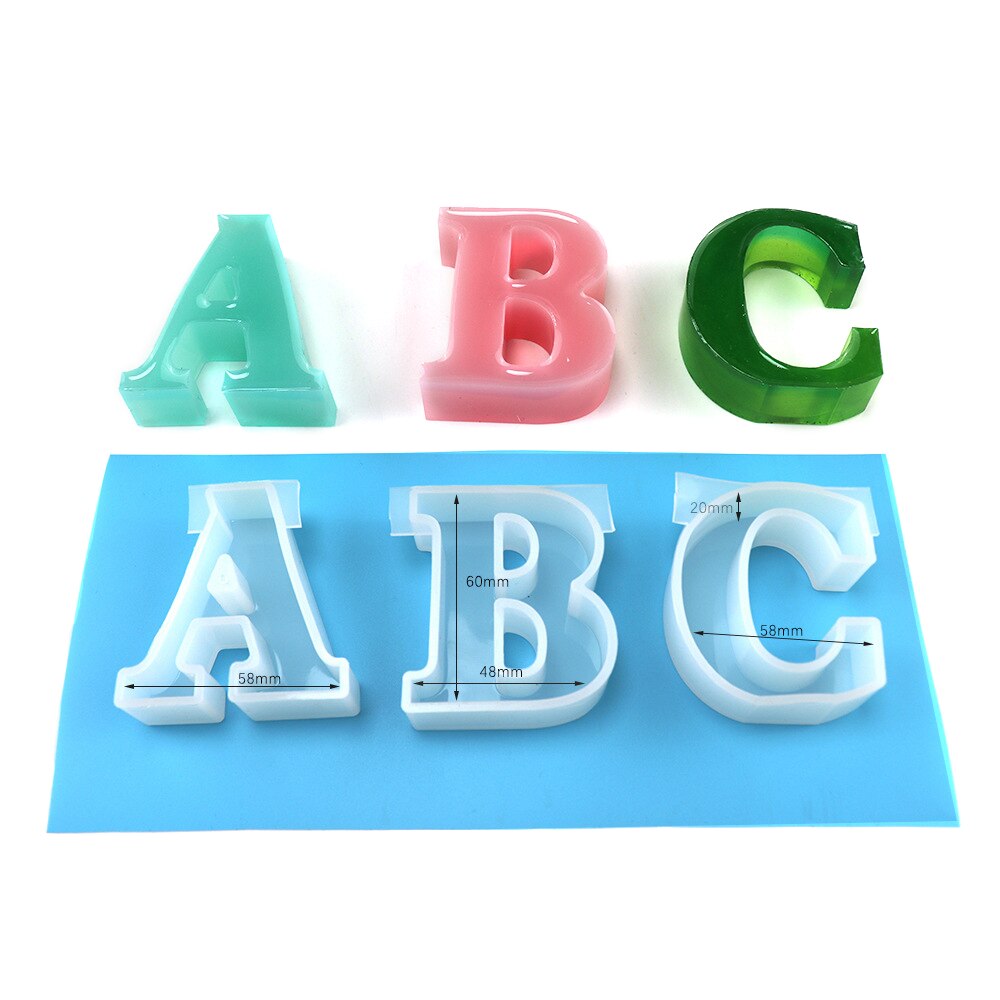 Moldes de silicone 26 letras inglês alfabeto resina fundição moldes de silicone diy fazendo ferramentas para casa letras decorativas