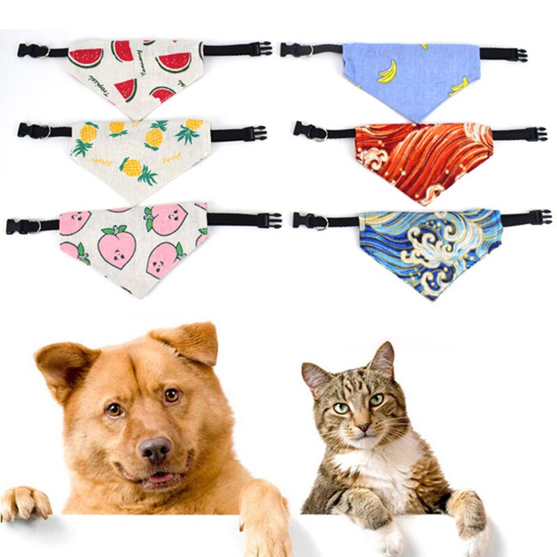 Obst Gedruckt Katze Schal Dreieckige Schals Haustier Bandana Zubehör Nette Hund Kragen Bandana Einstellbare Hund Halstuch Lätzchen Kragen