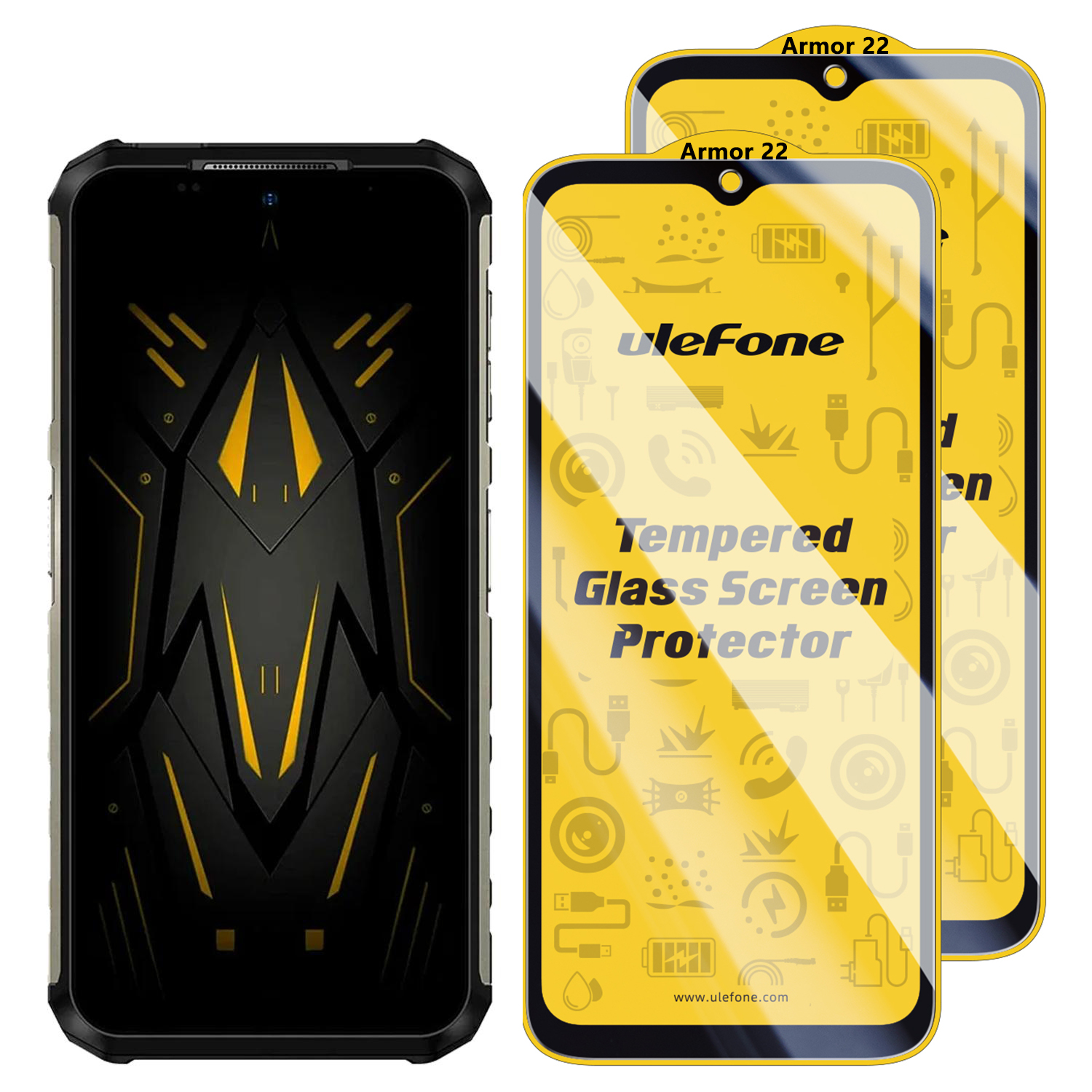 2 stuks/set ulefone armor 34 pro 27 26 25 24 23 22 mini 20 hd anti-vingerafdruk gehard glazen schermbeschermer krasbestendig glas: Bruin
