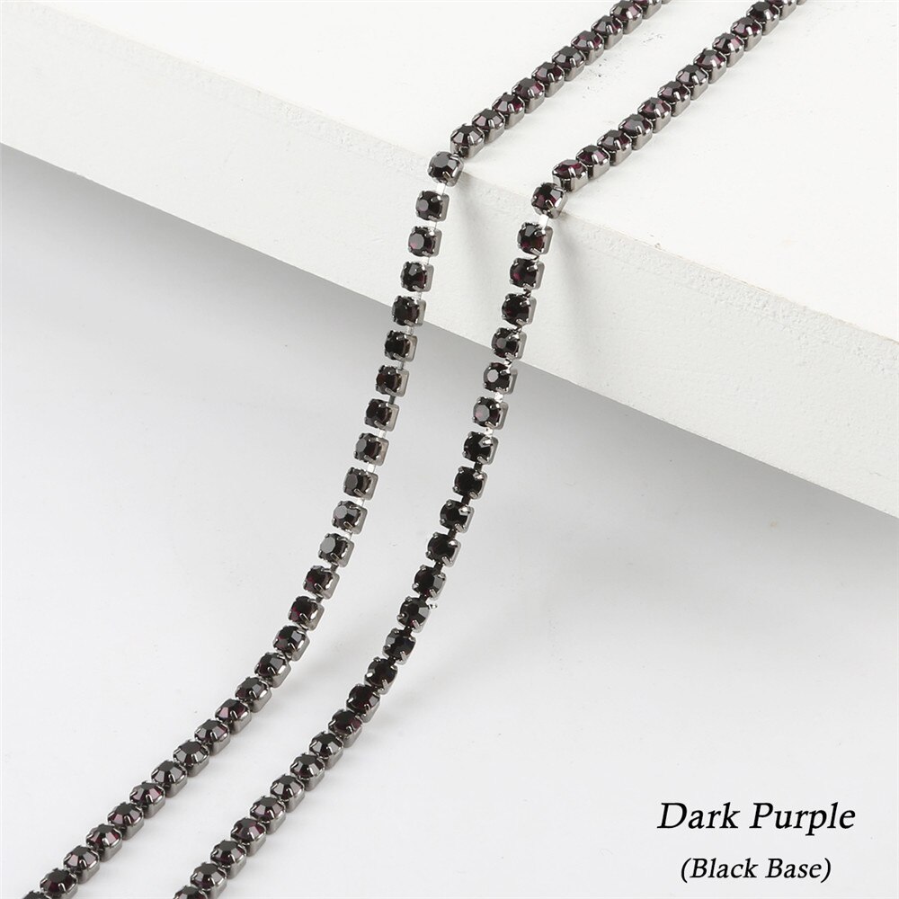 2/2. 5/2. 8/3mm Black Base Hoge Dichtheid Plaksteen Dark Purple Rhinestone Ketting Voor Decor Craft Naaien Kleding Accessoires: SS6.5 2mm