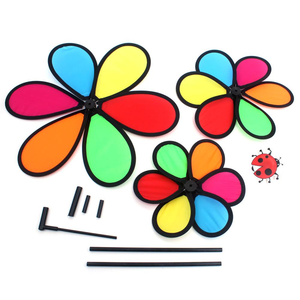 Moulin à vent roue arc-en-ciel coloré | Triple roue fleur, Spinner moulin à vent, moulin à vent, jardin cour décoration extérieure, jouets pour enfants,