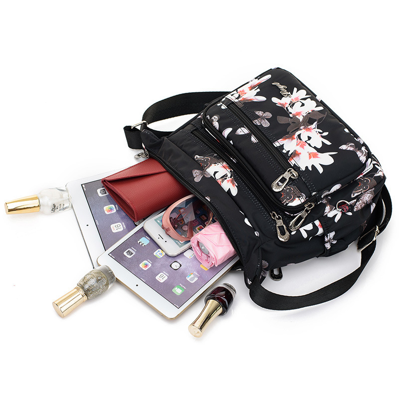 Håndtasker kvinder blomster sommerfugl trykt vandtæt nylon skuldertasker retro crossbody taske bolso sac en hoved femmel