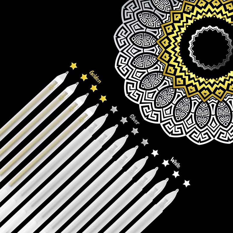 White Marker Pens Permanent Art Marker Graffiti Metalic 0.8mm Gold Silver White Gel Pen Comic Sketch Drawing Art Supplies
