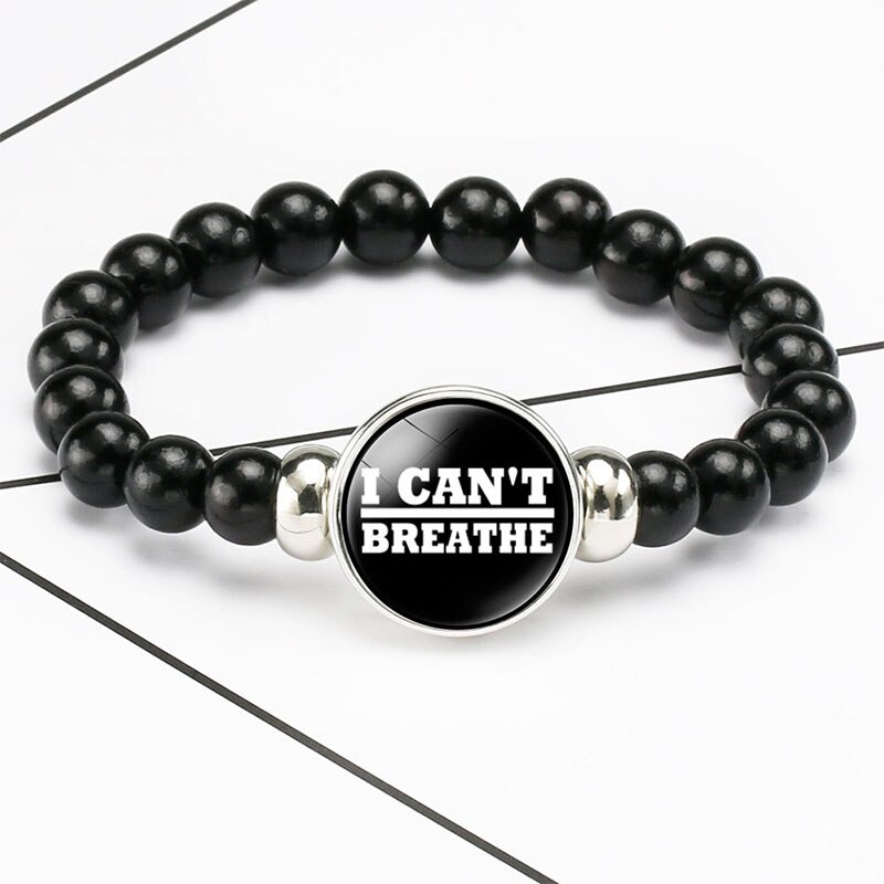 Black Lives Matter Beaded Bracelet George Floyd Protest Glass Dome Snap Buttons Charms Bracelets Jewelry: 3