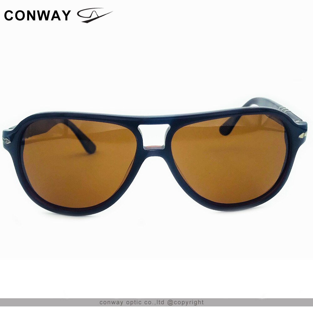 Conway mænd polaroid solbriller pilot stil kørebriller anti glare personlige solbriller mærke acetat stel uv blok
