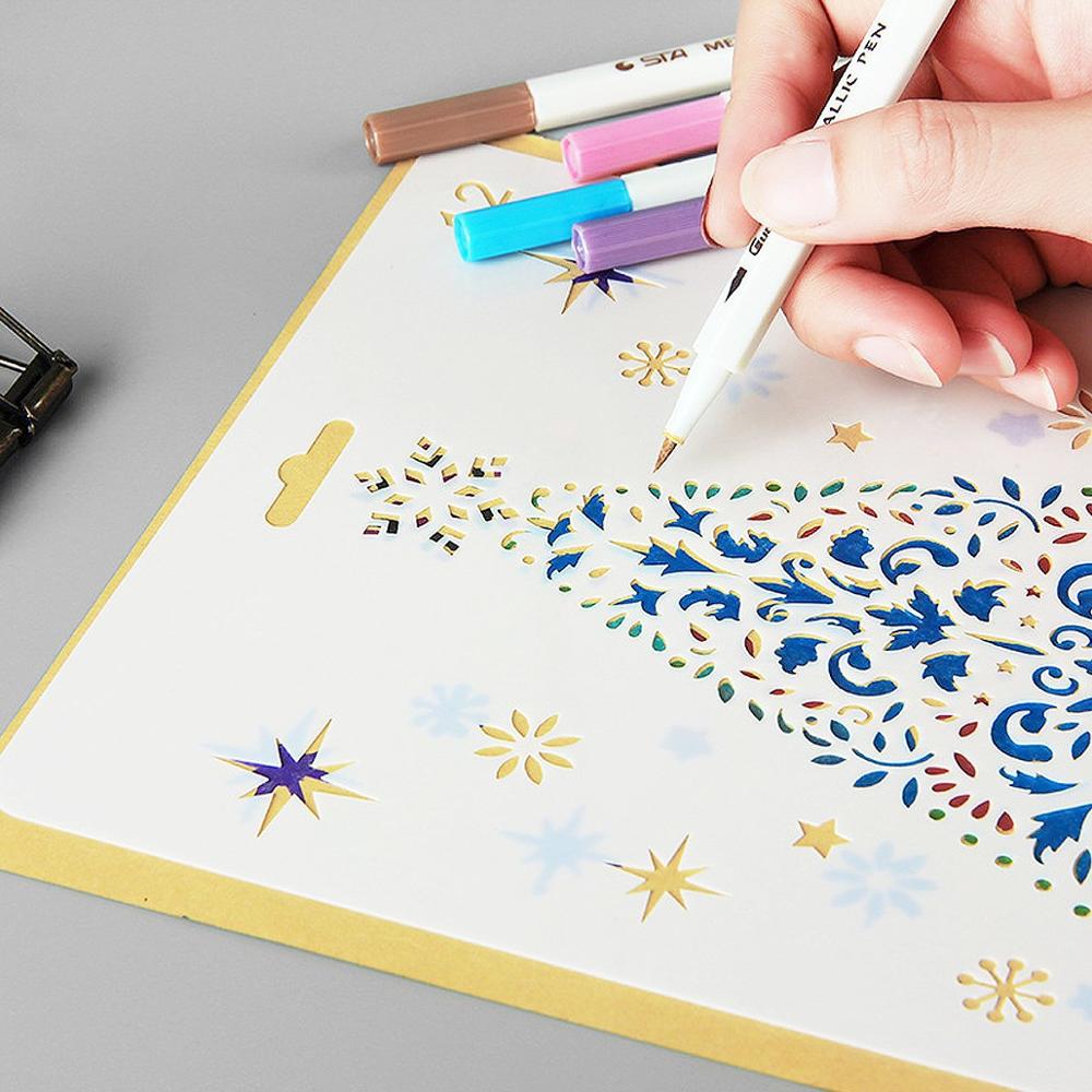 12 pièces/ensemble élément de noël modèle peinture Scrapbooking pochoirs bricolage carte de noël nouvel an carte modèle 13*13cm