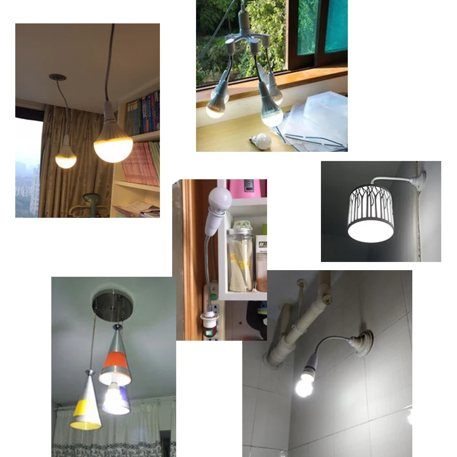 Estensore flessibile per portalampada da E27 a E27 Portalampada con base rotante per lampada E27 Convertitore di estensione 6/9/15/20/30/35/60 cm 110 V 220 V