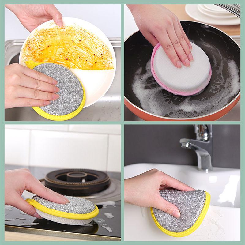 10-1PC Double Side Dishwashing Sponge Household Cleaning Tools Dish Brush Cleaning Supplies Pot and Dish Cleaning Sponges