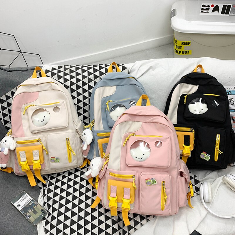 Kawaii Nylon Vrouwen Rugzak Mode Waterdichte Rugzak Voor Tienermeisjes Schooltas Leuke Student Boekentas Reizen Mochila