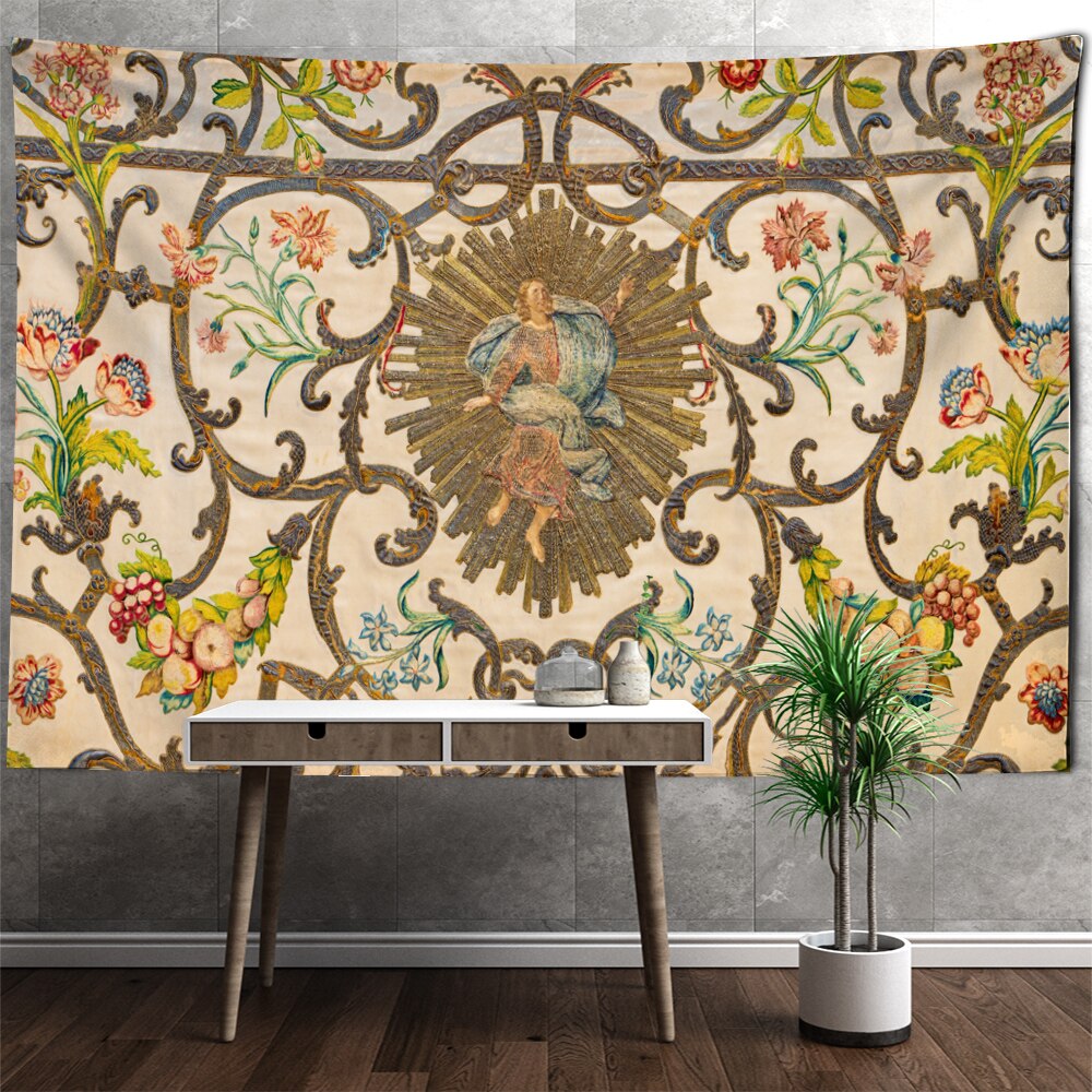 High-end Khaki Background Pattern Wall Hanging Indoor Home Tapestry Retro Series Tapestry Wall Hanging Decor