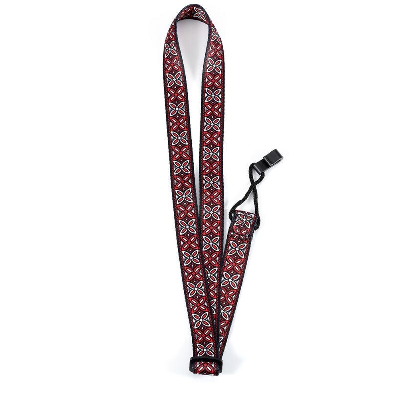 Ethnic Style Ukulele Guitar Halter Strap Durable Adjustable Printing Ribbon Clip-on Guitar Belt Sling Instrument Guitar Accessor