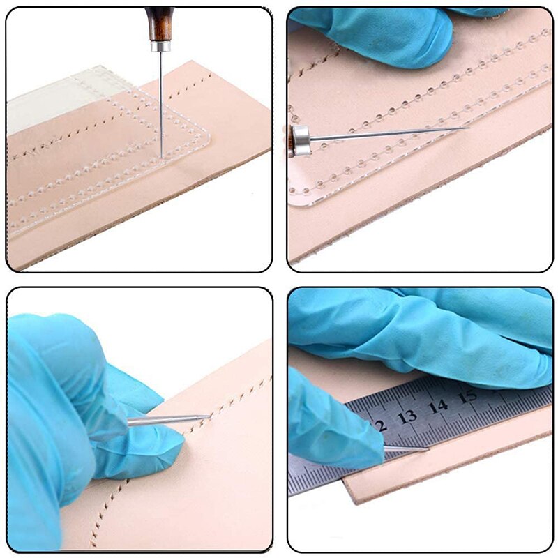 MIUSIE-Kit de herramientas para manualidades de cuero, punzón de costura, herramienta para Carpeta de hueso, hilo encerado, agujas de coser, accesorios de tijera, 12 piezas