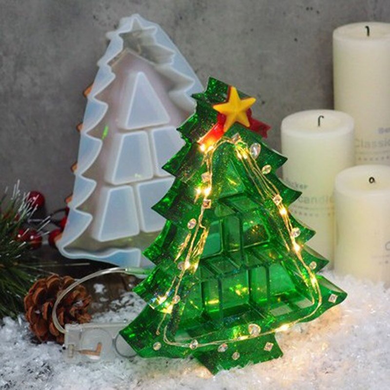 Sapin de noël à monter soi-même moule à gâteau moule Silicone résine moulage moule décor boîte de rangement