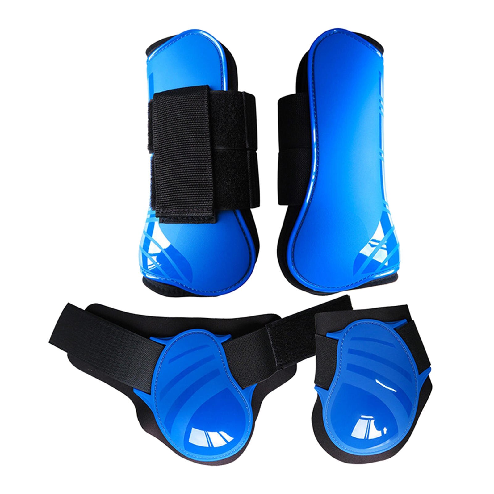 Horse Leg Protection Boots Wrapping Set of 4, Front Fetlock and Tendon Boots for: Blue XL