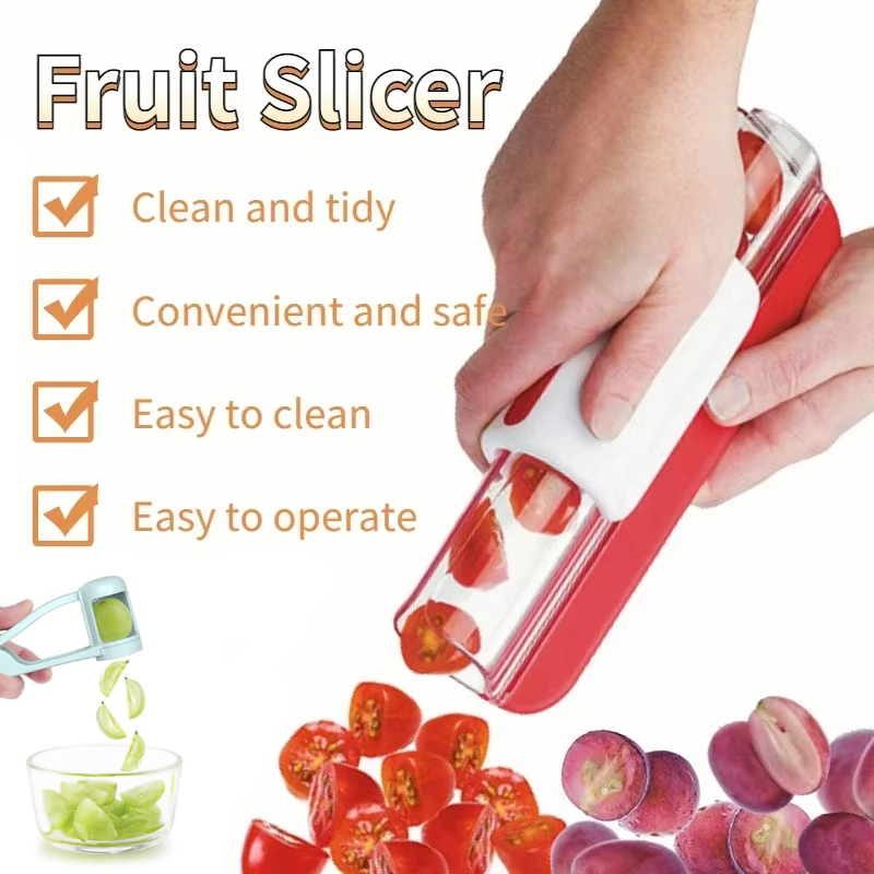 Fruit Groente Snijder - Cherry Tomaat Druif Slicer - Keukengadget - Plastic Roestvrij Staal