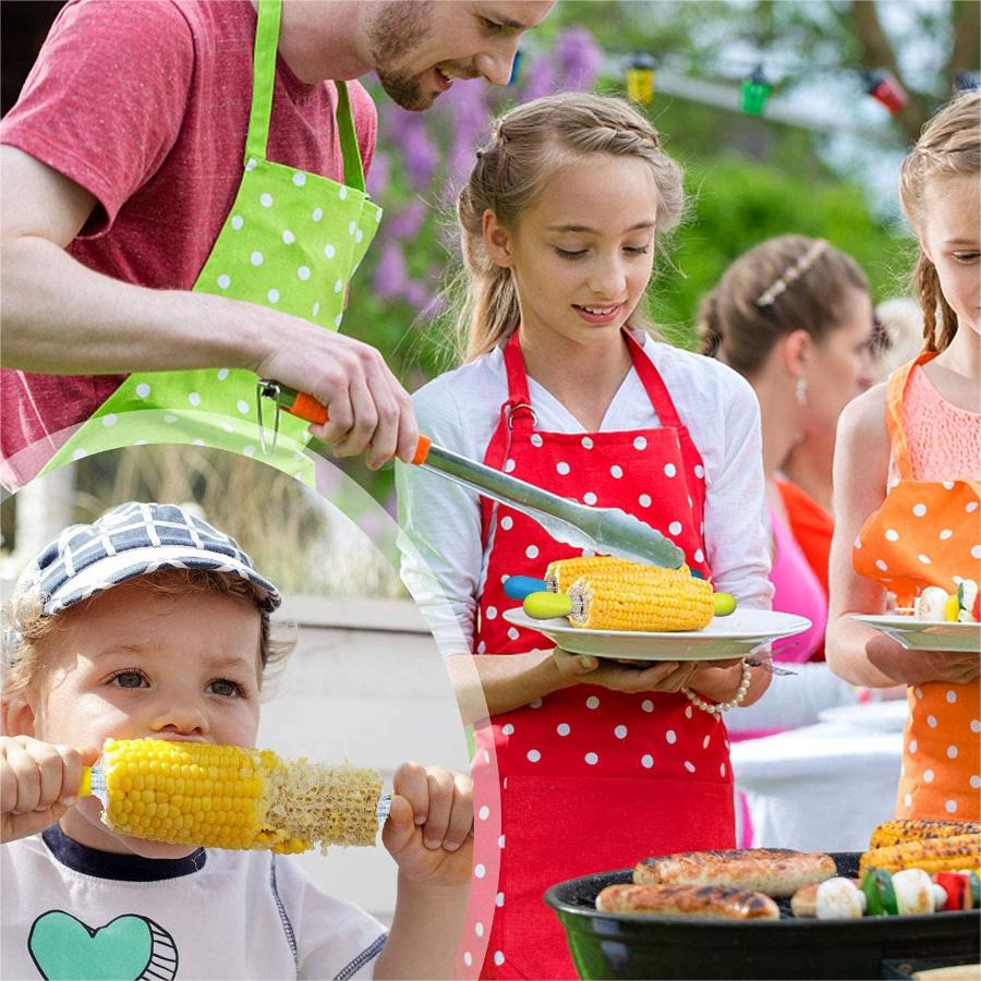 16 majsgafler i rustfrit stål med gummihåndtag, majskolbespyd til køkkenredskaber og grillfestredskaber