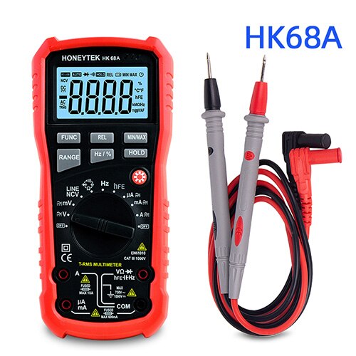 Honeytek usb multimeter sand-rms digital multimeter temperatur ac/dc voltmeter kontinuitetstest ncv multimeter: Hk68a