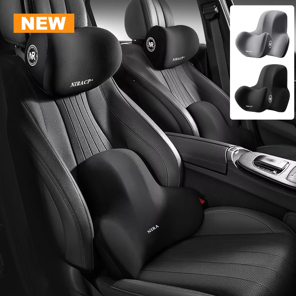 Almohada de espuma viscoelástica para el cuello para coche, protección para aliviar el estrés, cojín de respaldo Lumbar, cojín Lumbar transpirable para reposacabezas de coche