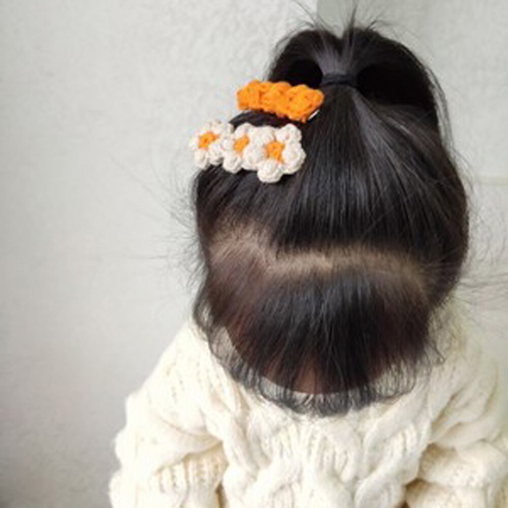 Otoño Invierno 4 unids/set Adorable de lana de punto Bowknot flor pelo Clip horquilla para las mujeres Accesorios