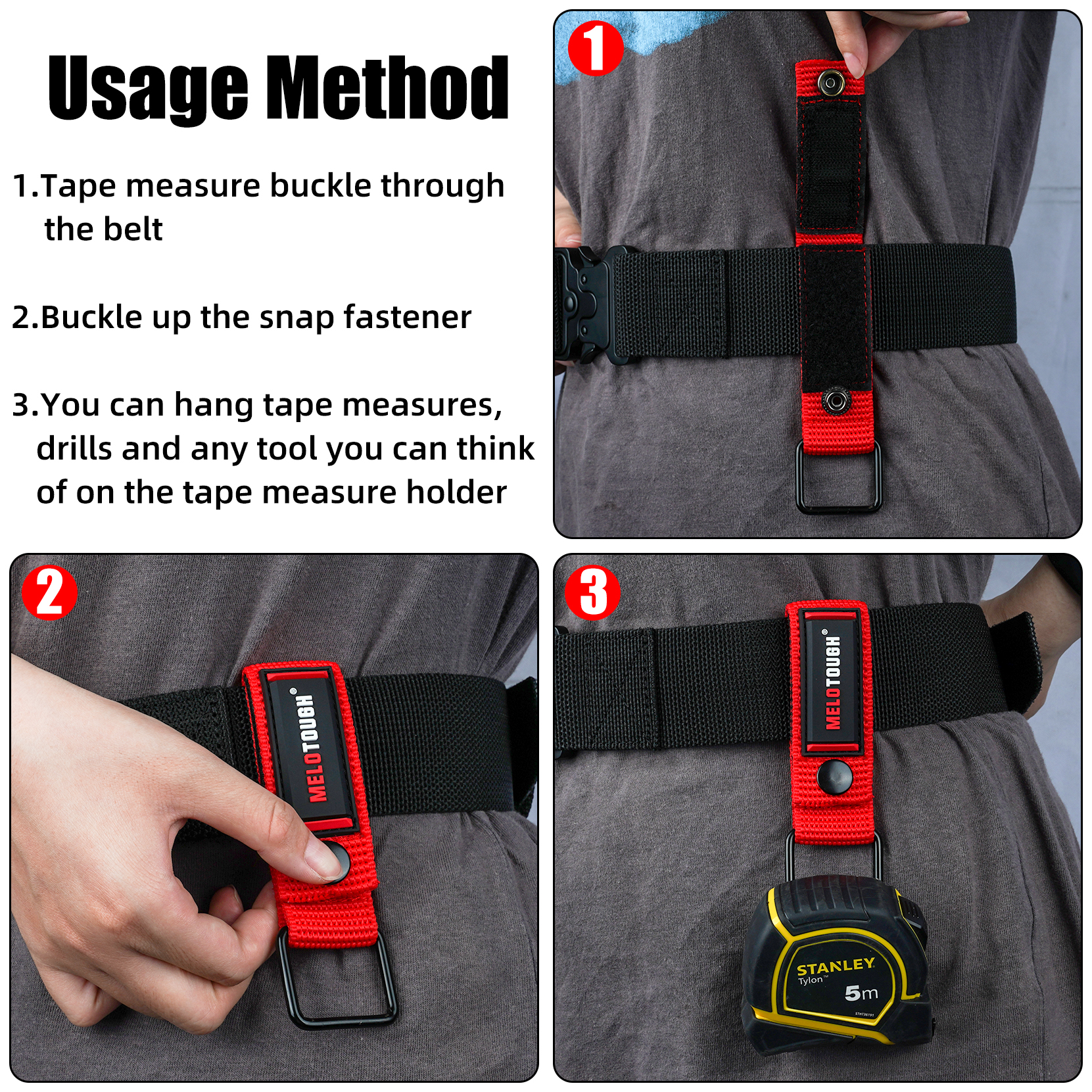 Meetlinthouder Meetlinthouder Boor Impact Tool Holster voor meetlint, boren, geknipt gereedschap