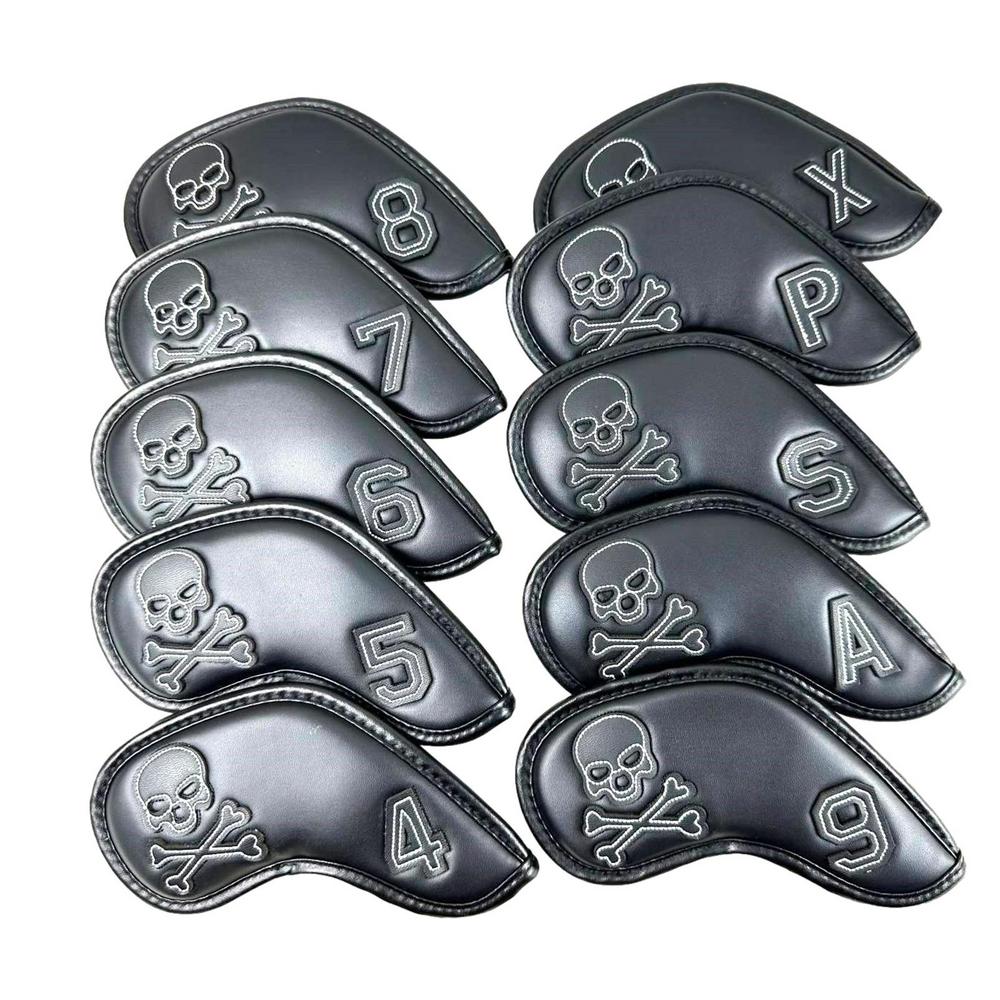 Couvre-têtes de Club de Golf, doublure en fourrure, couverture de Putter de Golf en cuir PU, ensembles de couvre-chef en fer, étui de protection, accessoires de Golf, 10 pièces: Default Title