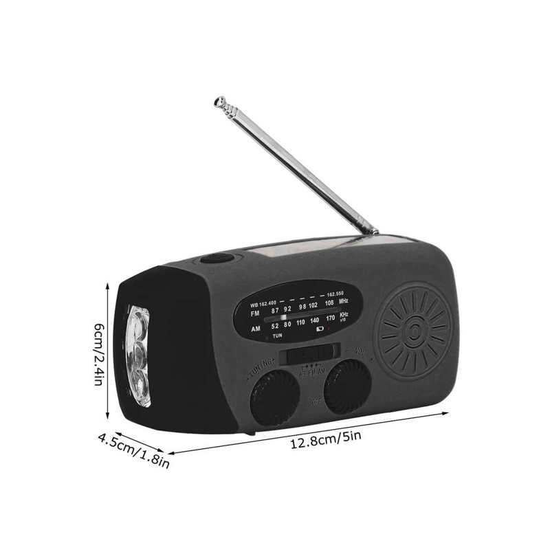 Solar Radio USB Input Output Portable Radio Lightweight FM AM WB NOAA with LED Flashlight for Camping