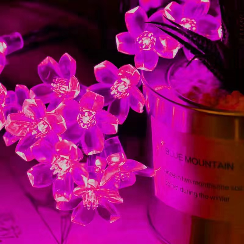 Cour extérieure solaire fée lumières fleurs de cerisier chaîne éclairage lampe pour jardin arrière-cour pelouse clôture Patio décor de noël: ROSE / 11-15W
