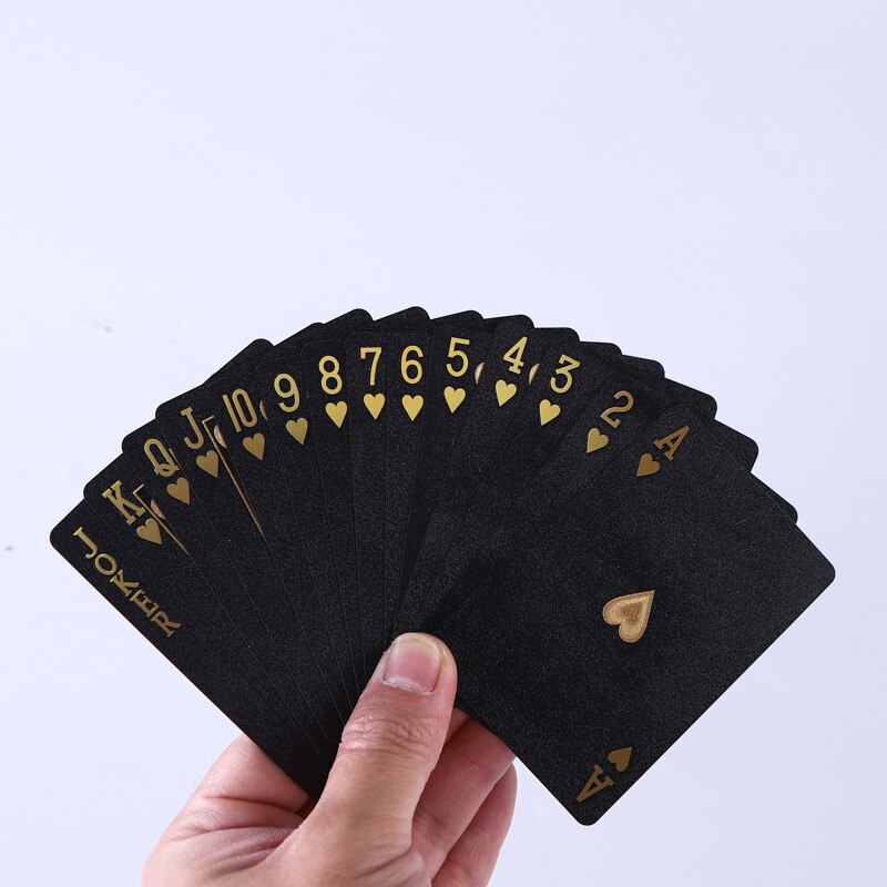 24K Gold Spielkarten Kunststoff Poker Spiel Deck Gold Folie Magie Poker einstellen Schwarz Kunststoff Magie Wasserdichte Deck Familie tabelle Spiel