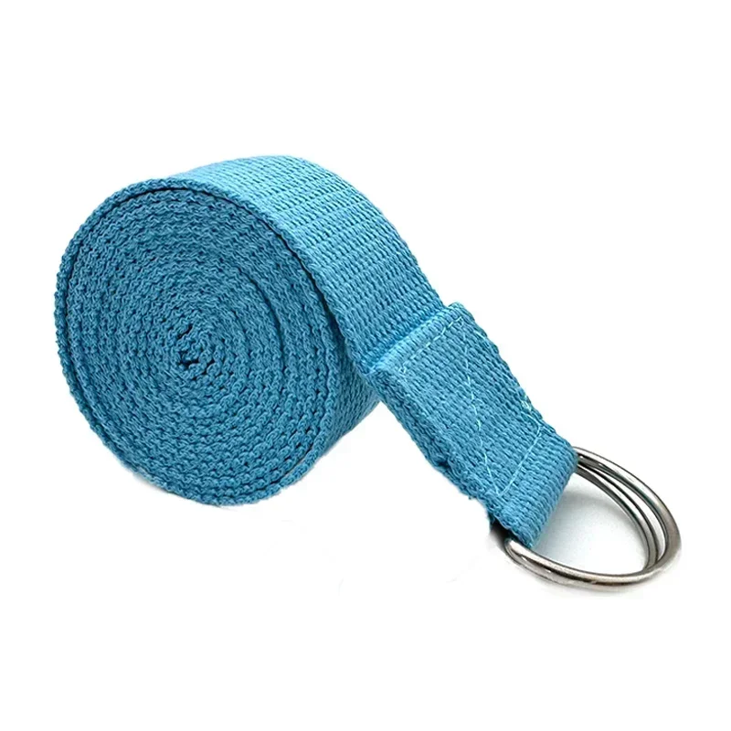 1,8 m x 3,8 cm verstelbare D-ring gesp yogariem geeft flexibiliteit voor yoga stretching duurzame katoenen oefenriemen: Black