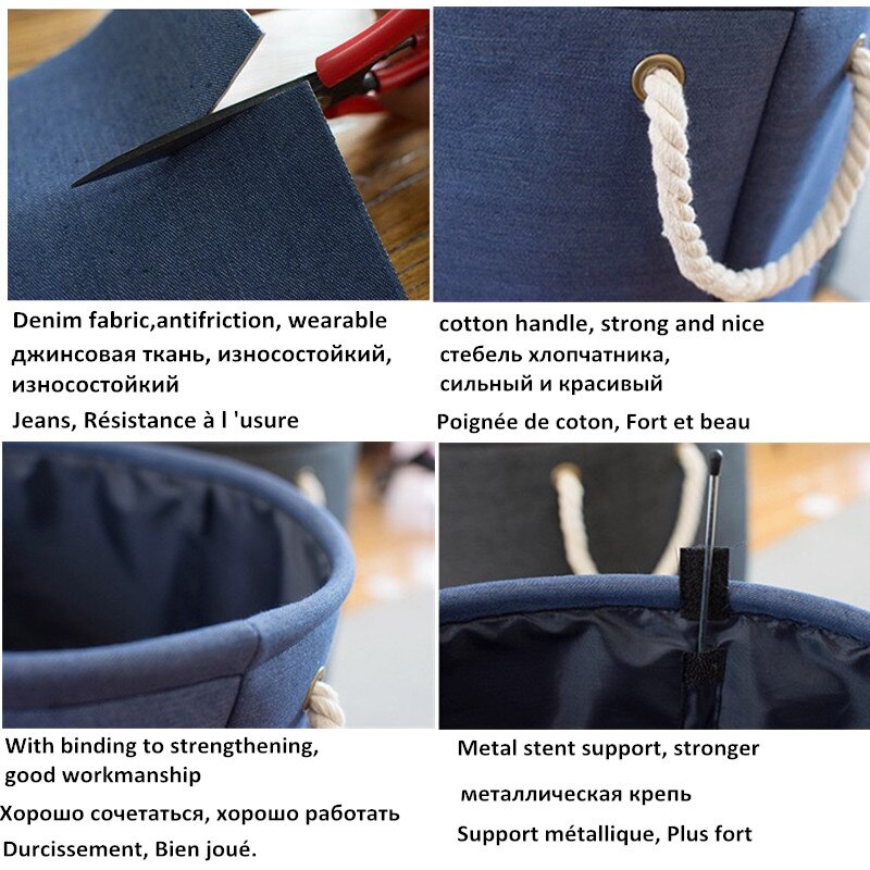 cotton linen large Round Collapsible Laundry Basket Dirty Clothes Organizer Toys Storage Box Bin Bucket Hamper With Handles