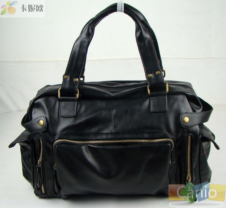 Mode Multifunctionele Mens PU lederen Reistassen Waterdichte Vintage mannen messenger bags schoudertassen: Zwart