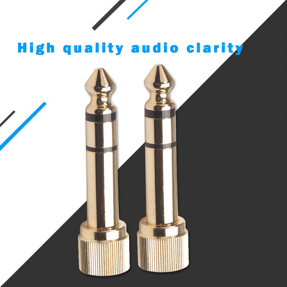 2pcs Jack 6.35mm Male to 3.5mm Female Plug Connector Headphone Amplifier Microphone Audio Screw Adapter Converter