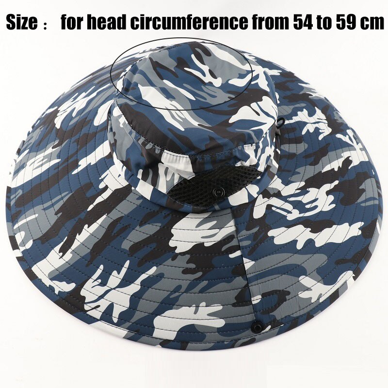 Camoland vandtæt bucket hatte herre udendørs upf 50+  solhat stor bred kant strandkapper til unisex camouflage fiskeri vandrehue