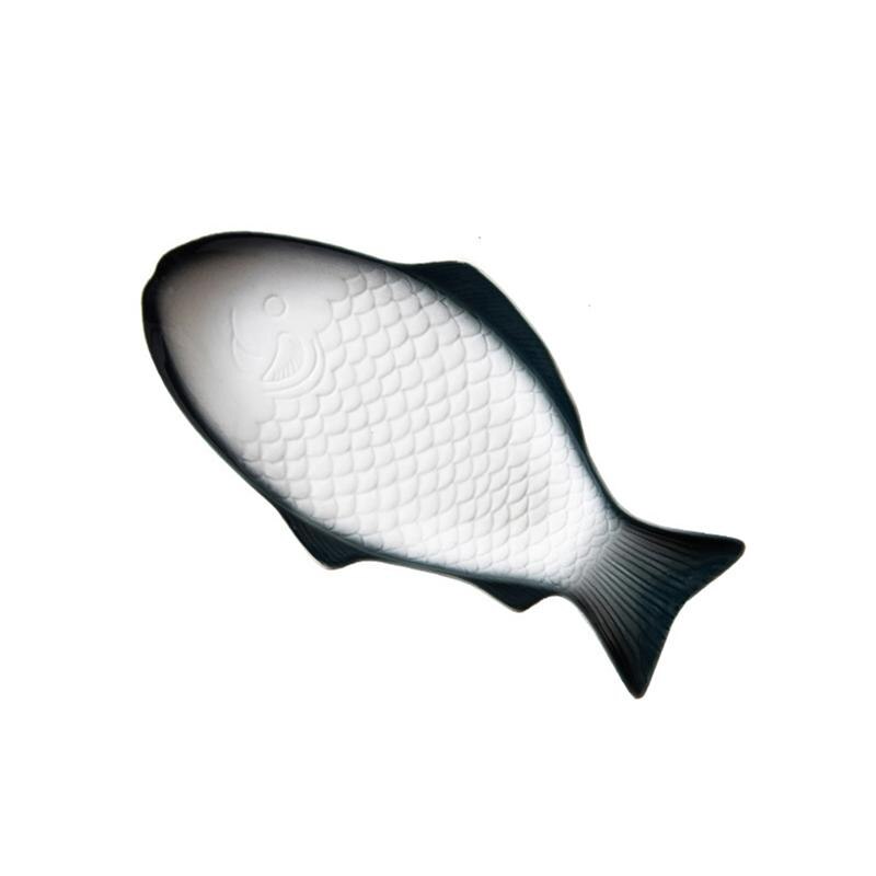 Vajilla de cerámica de 11/13/15 pulgadas, plato en forma de pez, almacenamiento de aperitivos, Pan de pescado para restaurante, cena en casa, 1 ud.: green / 15 Inches