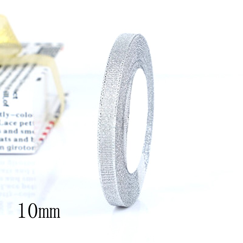 25Yard 22M Handgemaakte Goud Zilver Metallic Glitter Linten Voor DIY Ambachten Naaien Stof Christmas Party Bruiloft Benodigdheden wrap: 13.   10mm