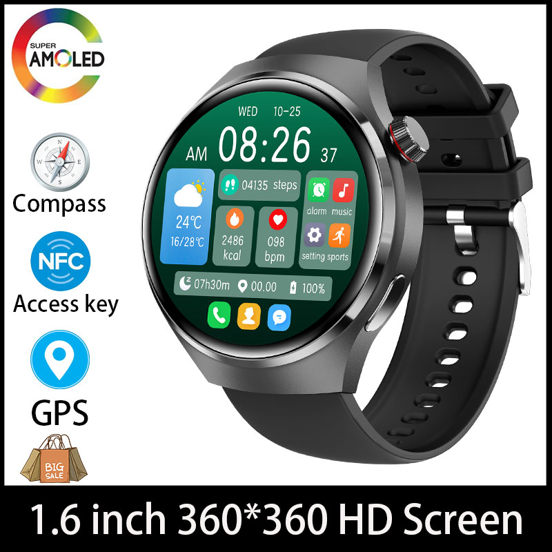 Android ios relógio 4pro gps nfc relógio inteligente masculino 1.6 "tela amoled freqüência cardíaca bluetooth chamada ip68 à prova dip68 água homem senhora smartwatch: Branco