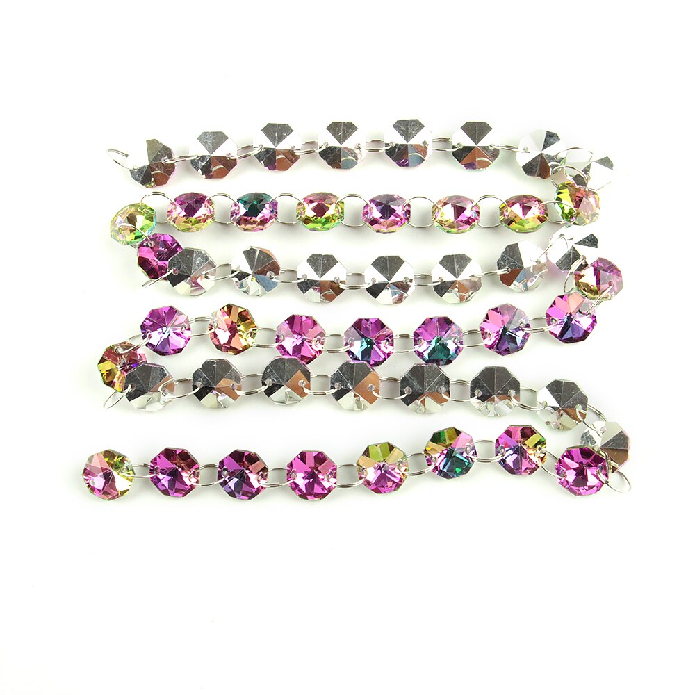 Regnbue guirlande streng hængende krystalglas 14mm perle gardin diamantkæder fest træ bryllup midtpunkt indretning