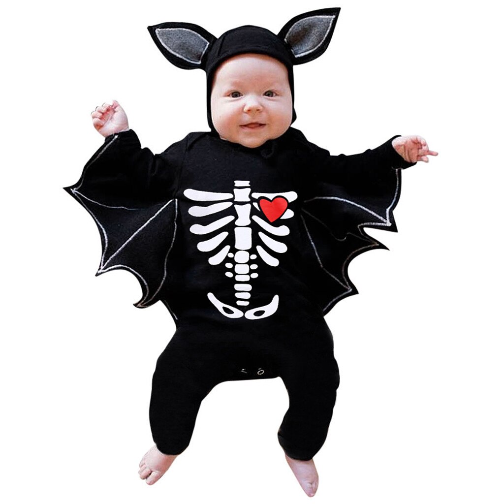 Neugeborenen Baby Jungen Mädchen Kleidung Halloween Cosplay Kostüm Romper Langarm Karton Schädel Overalls + Hut Outfits 6 9 12 18 monate