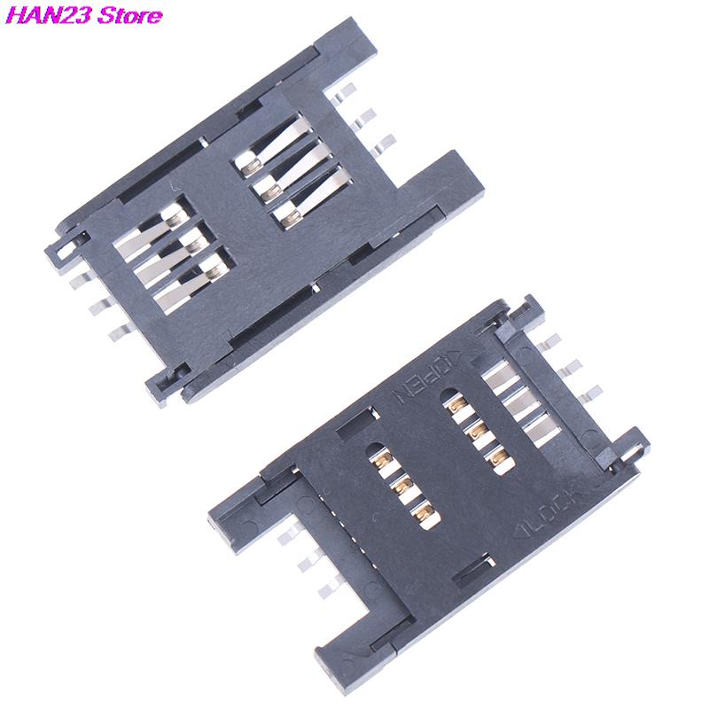 Soporte para tarjeta SIM de 2,5 cm, 10 piezas, 6 P, SMT, SMD, 6 pines, ranura para 6 pines, asientos, conector para teléfono