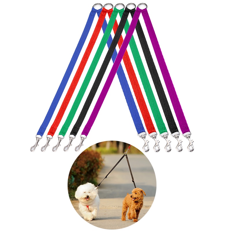 WALK 2 Two DOGS Leash COUPLER Double Twin Lead Walking Leash Dog Collar Bulldog Pet Accessories