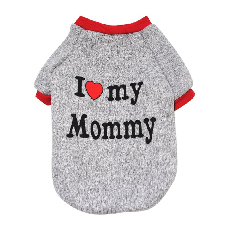 Coton animal de compagnie chien chat vêtements décontracté chiot chaton vêtements j'aime maman & papa imprimer gilet T-Shirt vêtements pour animaux de compagnie pour Yorkies Teddy #: Gris / M
