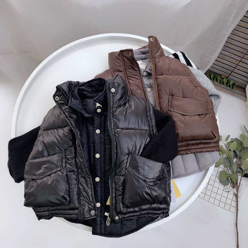 Kinderen winter trekkoord kraag dik vest jas jongens koreaanse meisjes jongens tiener jassen kinderen bovenkleding donsjas