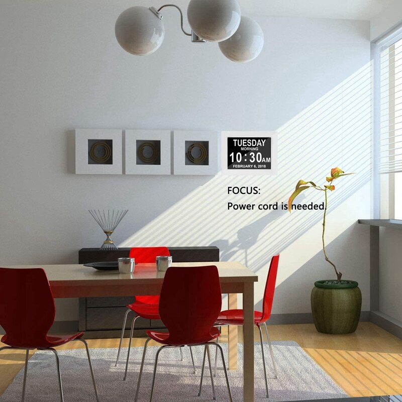 7 Inch Digital Calendar Day Clock Large Clear Digits Display Alarm Clock with HD Digital Photo Frame