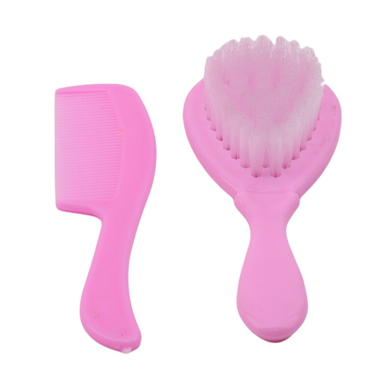 2pcs / Set Newborn Baby Hair Brush Soft Baby Comb Head Scalp Massager Tool Set Baby Kids Hair Care: Pink