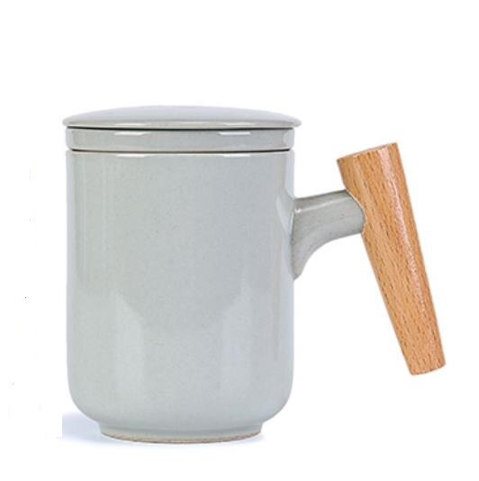Keramisk kontorfilter tekop silde vandkrus med låg te separering kop husholdningsdrink til: Grå