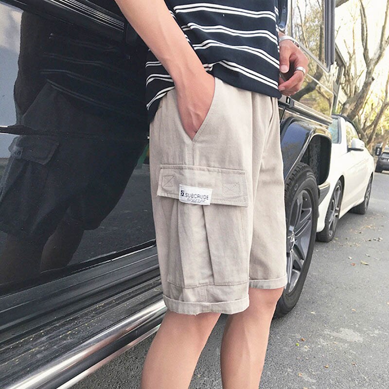 Pantalones cortos holgados de algodón para hombre y adolescente, shorts de cintura elástica para senderismo, camping y escalada, para exteriores, verano