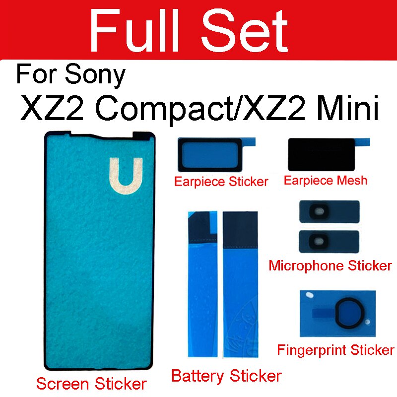 Lcd-scherm Adhesive Oorspeaker Mesh Batterij Sticker Voor Sony Xperia XZ2 Compact Mini XZ2C H8324 Mic Vingerafdruk Lijm: Full Set