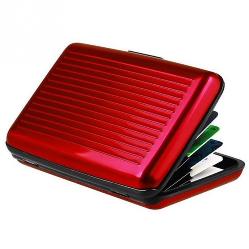 Waterdichte Aluminium Metal Business Credit Card Naam Id Kaarthouder Case Wallet Box Mini Antimagnetic Aluminium Kaarten Houder: Rood