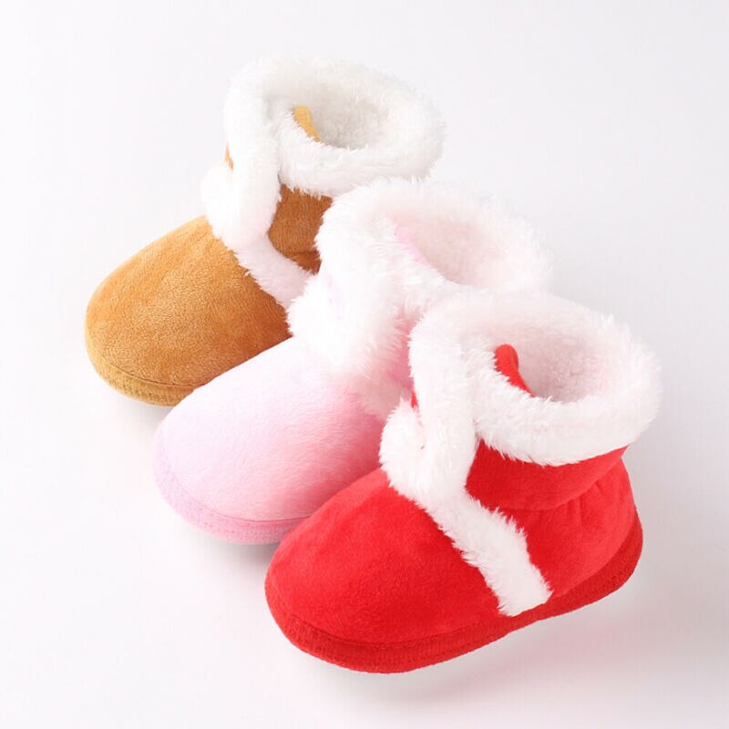 Newborn Baby Girl Toddler Winter Warm Fur Snow Boots Soft Sole Crib Shoes Booties Anti-slip Prewalker 0-18M